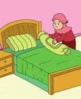 Gambar Membersihkan Tempat Tidur Kartun